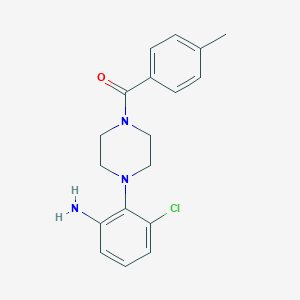 molecular formula C18H20ClN3O B509562 {3-Chloro-2-[4-(4-methylbenzoyl)piperazin-1-yl]phenyl}amine CAS No. 879590-23-5