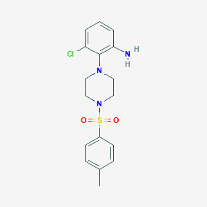 molecular formula C17H20ClN3O2S B509567 3-Chloro-2-{4-[(4-methylphenyl)sulfonyl]piperazin-1-yl}aniline CAS No. 892693-42-4