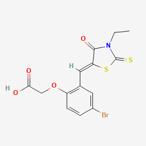 {4-bromo-2-[(3-ethyl-4-oxo-2-thioxo-1,3-thiazolidin-5-ylidene)methyl]phenoxy}acetic acid