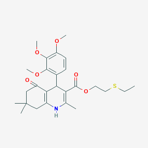 molecular formula C26H35NO6S B5095822 2-(ethylthio)ethyl 2,7,7-trimethyl-5-oxo-4-(2,3,4-trimethoxyphenyl)-1,4,5,6,7,8-hexahydro-3-quinolinecarboxylate 