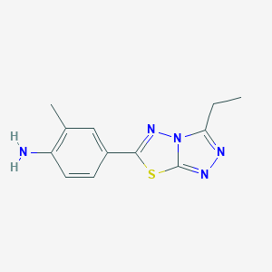 molecular formula C12H13N5S B509583 4-(3-Ethyl[1,2,4]triazolo[3,4-b][1,3,4]thiadiazol-6-yl)-2-methylaniline CAS No. 874468-50-5