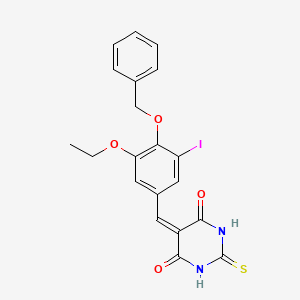 molecular formula C20H17IN2O4S B5095830 5-[4-(benzyloxy)-3-ethoxy-5-iodobenzylidene]-2-thioxodihydro-4,6(1H,5H)-pyrimidinedione 