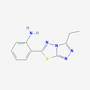 molecular formula C11H11N5S B509584 2-(3-Ethyl[1,2,4]triazolo[3,4-b][1,3,4]thiadiazol-6-yl)aniline CAS No. 874591-55-6