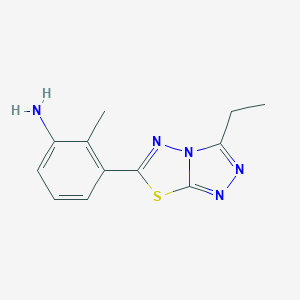 molecular formula C12H13N5S B509585 3-(3-Ethyl[1,2,4]triazolo[3,4-b][1,3,4]thiadiazol-6-yl)-2-methylaniline CAS No. 874591-56-7