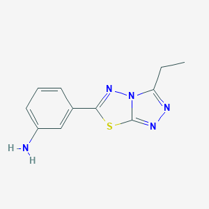 molecular formula C11H11N5S B509586 3-(3-乙基-[1,2,4]三唑[3,4-b][1,3,4]-噻二唑-6-基)-苯胺 CAS No. 874591-57-8