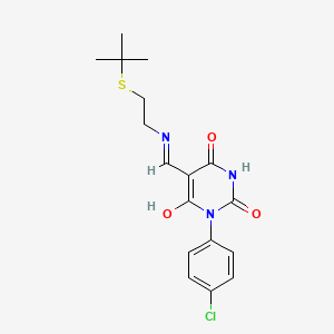 5-(2-Tert-butylsulfanylethyliminomethyl)-1-(4-chlorophenyl)-6-hydroxypyrimidine-2,4-dione