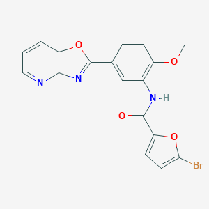 molecular formula C18H12BrN3O4 B509597 5-bromo-N-(2-methoxy-5-[1,3]oxazolo[4,5-b]pyridin-2-ylphenyl)-2-furamide CAS No. 887690-83-7