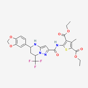 diethyl 5-({[5-(1,3-benzodioxol-5-yl)-7-(trifluoromethyl)-4,5,6,7-tetrahydropyrazolo[1,5-a]pyrimidin-2-yl]carbonyl}amino)-3-methyl-2,4-thiophenedicarboxylate