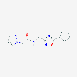 N-[(5-cyclopentyl-1,2,4-oxadiazol-3-yl)methyl]-2-pyrazol-1-ylacetamide