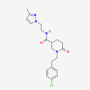 1-[2-(4-chlorophenyl)ethyl]-N-[2-(3-methyl-1H-pyrazol-1-yl)ethyl]-6-oxo-3-piperidinecarboxamide