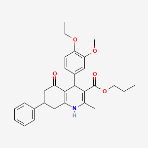 molecular formula C29H33NO5 B5096295 propyl 4-(4-ethoxy-3-methoxyphenyl)-2-methyl-5-oxo-7-phenyl-1,4,5,6,7,8-hexahydro-3-quinolinecarboxylate 