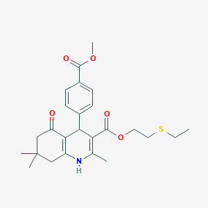 molecular formula C25H31NO5S B5096314 2-(ethylthio)ethyl 4-[4-(methoxycarbonyl)phenyl]-2,7,7-trimethyl-5-oxo-1,4,5,6,7,8-hexahydro-3-quinolinecarboxylate 