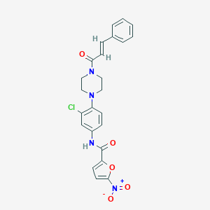 molecular formula C24H21ClN4O5 B509636 N-[3-chloro-4-(4-cinnamoyl-1-piperazinyl)phenyl]-5-nitro-2-furamide CAS No. 897131-39-4