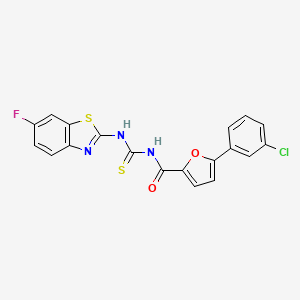 molecular formula C19H11ClFN3O2S2 B5096371 5-(3-chlorophenyl)-N-{[(6-fluoro-1,3-benzothiazol-2-yl)amino]carbonothioyl}-2-furamide 