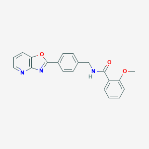 molecular formula C21H17N3O3 B509641 2-methoxy-N-(4-[1,3]oxazolo[4,5-b]pyridin-2-ylbenzyl)benzamide CAS No. 895094-57-2