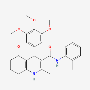 molecular formula C27H30N2O5 B5096423 2-methyl-N-(2-methylphenyl)-5-oxo-4-(3,4,5-trimethoxyphenyl)-1,4,5,6,7,8-hexahydro-3-quinolinecarboxamide 