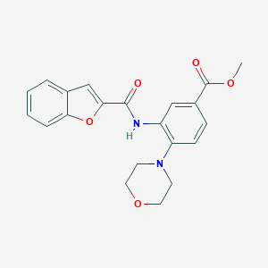 molecular formula C21H20N2O5 B509644 3-[(Benzofuran-2-carbonyl)-amino]-4-morpholin-4-yl-benzoic acid methyl ester CAS No. 878416-06-9