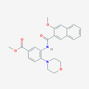 molecular formula C24H24N2O5 B509652 Methyl 3-[(3-methoxy-2-naphthoyl)amino]-4-(4-morpholinyl)benzoate CAS No. 895095-26-8