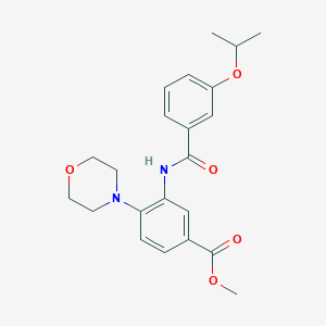 molecular formula C22H26N2O5 B509663 Methyl 3-[(3-isopropoxybenzoyl)amino]-4-(4-morpholinyl)benzoate CAS No. 895084-23-8