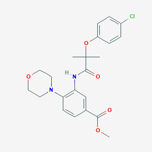 molecular formula C22H25ClN2O5 B509665 Methyl 3-{[2-(4-chlorophenoxy)-2-methylpropanoyl]amino}-4-(4-morpholinyl)benzoate CAS No. 892171-06-1
