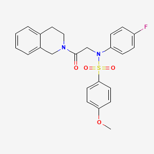 molecular formula C24H23FN2O4S B5096761 N-[2-(3,4-dihydro-2(1H)-isoquinolinyl)-2-oxoethyl]-N-(4-fluorophenyl)-4-methoxybenzenesulfonamide 