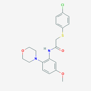 molecular formula C19H21ClN2O3S B509681 2-[(4-chlorophenyl)sulfanyl]-N-[5-methoxy-2-(4-morpholinyl)phenyl]acetamide CAS No. 897548-41-3