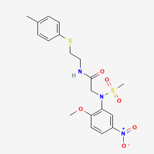 molecular formula C19H23N3O6S2 B5096881 N~2~-(2-methoxy-5-nitrophenyl)-N~1~-{2-[(4-methylphenyl)thio]ethyl}-N~2~-(methylsulfonyl)glycinamide 