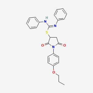 molecular formula C26H25N3O3S B5096997 2,5-dioxo-1-(4-propoxyphenyl)-3-pyrrolidinyl N,N'-diphenylimidothiocarbamate 