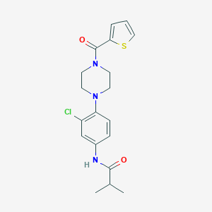 molecular formula C19H22ClN3O2S B509703 N-{3-chloro-4-[4-(2-thienylcarbonyl)-1-piperazinyl]phenyl}-2-methylpropanamide CAS No. 876899-40-0