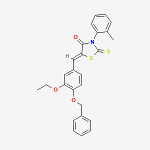 molecular formula C26H23NO3S2 B5097067 5-[4-(benzyloxy)-3-ethoxybenzylidene]-3-(2-methylphenyl)-2-thioxo-1,3-thiazolidin-4-one 