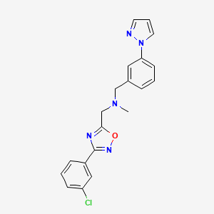 molecular formula C20H18ClN5O B5097131 1-[3-(3-chlorophenyl)-1,2,4-oxadiazol-5-yl]-N-methyl-N-[3-(1H-pyrazol-1-yl)benzyl]methanamine 