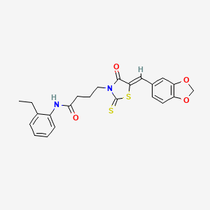 molecular formula C23H22N2O4S2 B5097476 4-[5-(1,3-benzodioxol-5-ylmethylene)-4-oxo-2-thioxo-1,3-thiazolidin-3-yl]-N-(2-ethylphenyl)butanamide 