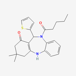 molecular formula C24H28N2O2S B5097482 3,3-dimethyl-10-pentanoyl-11-(2-thienyl)-2,3,4,5,10,11-hexahydro-1H-dibenzo[b,e][1,4]diazepin-1-one 