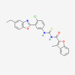 N-({[4-chloro-3-(5-ethyl-1,3-benzoxazol-2-yl)phenyl]amino}carbonothioyl)-3-methyl-1-benzofuran-2-carboxamide