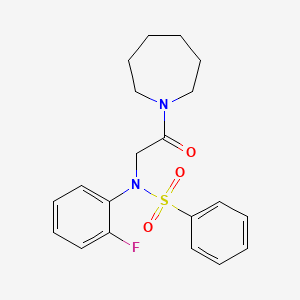 molecular formula C20H23FN2O3S B5097561 N-[2-(1-azepanyl)-2-oxoethyl]-N-(2-fluorophenyl)benzenesulfonamide 