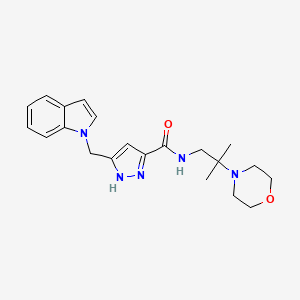 5-(1H-indol-1-ylmethyl)-N-[2-methyl-2-(4-morpholinyl)propyl]-1H-pyrazole-3-carboxamide