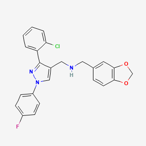 molecular formula C24H19ClFN3O2 B5097671 (1,3-benzodioxol-5-ylmethyl){[3-(2-chlorophenyl)-1-(4-fluorophenyl)-1H-pyrazol-4-yl]methyl}amine 