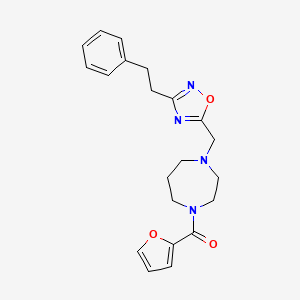 molecular formula C21H24N4O3 B5097708 1-(2-furoyl)-4-{[3-(2-phenylethyl)-1,2,4-oxadiazol-5-yl]methyl}-1,4-diazepane 