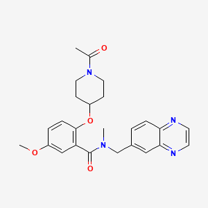 molecular formula C25H28N4O4 B5097763 2-[(1-acetyl-4-piperidinyl)oxy]-5-methoxy-N-methyl-N-(6-quinoxalinylmethyl)benzamide 