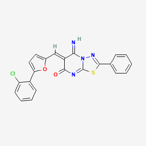 molecular formula C22H13ClN4O2S B5097940 (6Z)-6-{[5-(2-chlorophenyl)furan-2-yl]methylidene}-5-imino-2-phenyl-5,6-dihydro-7H-[1,3,4]thiadiazolo[3,2-a]pyrimidin-7-one 