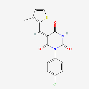 (5E)-1-(4-chlorophenyl)-5-[(3-methylthiophen-2-yl)methylidene]pyrimidine-2,4,6(1H,3H,5H)-trione