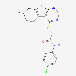 molecular formula C19H18ClN3OS2 B5098100 N-(4-chlorophenyl)-2-[(7-methyl-5,6,7,8-tetrahydro[1]benzothieno[2,3-d]pyrimidin-4-yl)thio]acetamide 