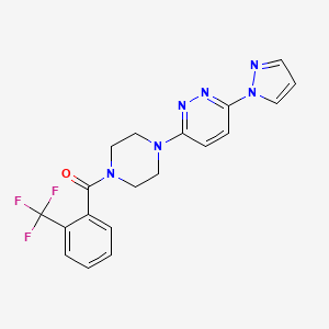 molecular formula C19H17F3N6O B5098121 3-(1H-pyrazol-1-yl)-6-{4-[2-(trifluoromethyl)benzoyl]piperazin-1-yl}pyridazine 