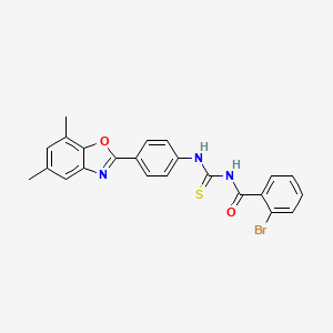 2-bromo-N-{[4-(5,7-dimethyl-1,3-benzoxazol-2-yl)phenyl]carbamothioyl}benzamide