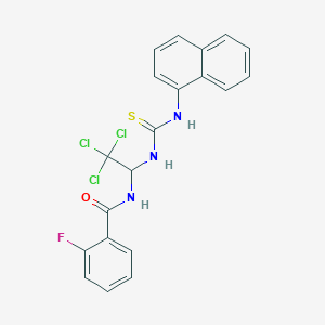 molecular formula C20H15Cl3FN3OS B5098146 2-fluoro-N-(2,2,2-trichloro-1-{[(1-naphthylamino)carbonothioyl]amino}ethyl)benzamide 