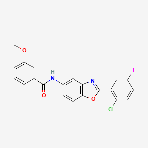 N-[2-(2-chloro-5-iodophenyl)-1,3-benzoxazol-5-yl]-3-methoxybenzamide