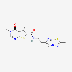 3,5-dimethyl-N-[2-(2-methylimidazo[2,1-b][1,3,4]thiadiazol-6-yl)ethyl]-4-oxo-3,4-dihydrothieno[2,3-d]pyrimidine-6-carboxamide