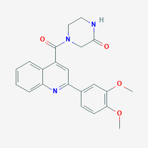 molecular formula C22H21N3O4 B5098263 4-{[2-(3,4-dimethoxyphenyl)-4-quinolinyl]carbonyl}-2-piperazinone 