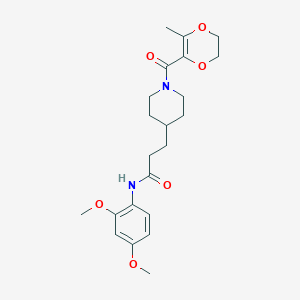 molecular formula C22H30N2O6 B5098294 N-(2,4-dimethoxyphenyl)-3-{1-[(3-methyl-5,6-dihydro-1,4-dioxin-2-yl)carbonyl]-4-piperidinyl}propanamide 