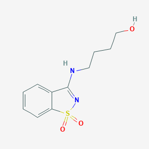 molecular formula C11H14N2O3S B509833 4-[(1,1-Dioxido-1,2-benzisothiazol-3-YL)amino]butan-1-OL CAS No. 299202-85-0
